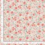 Dark cream background with pink flowers.