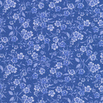 Periwinkle blue background with tonal flowers.
Small prints, big