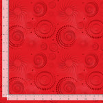 Red tonal with dotted spirals.