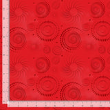 Red tonal with dotted spirals.