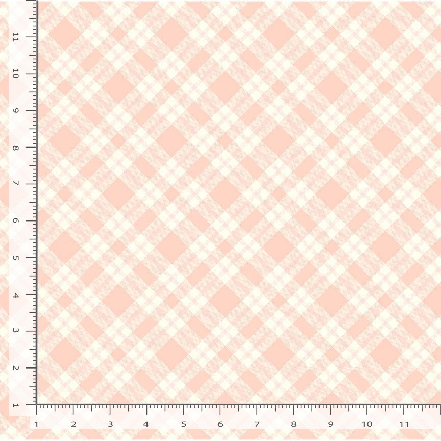 Cream and blush pink bias plaid.