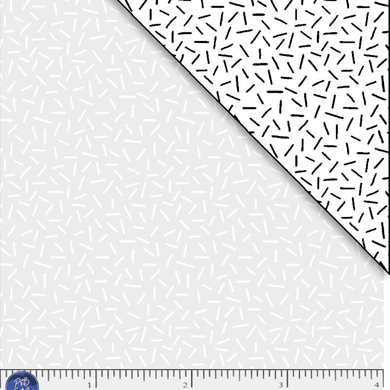 White tonal with geometric dots. Ramblings is a classic P&B Basic
