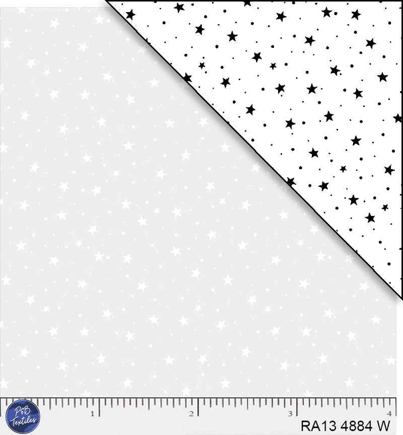 White tonal with stars. Ramblings is a classic P&B Basic featurin