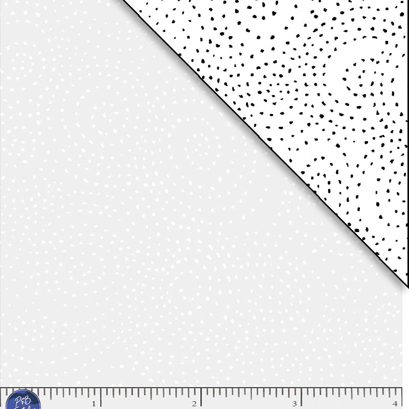 White tonal with tiny dots. Ramblings is a classic P&B Basic feat