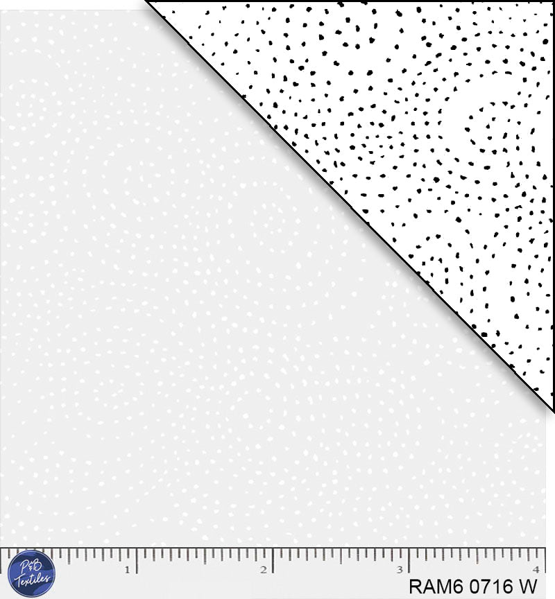 White tonal with tiny dots. Ramblings is a classic P&B Basic feat