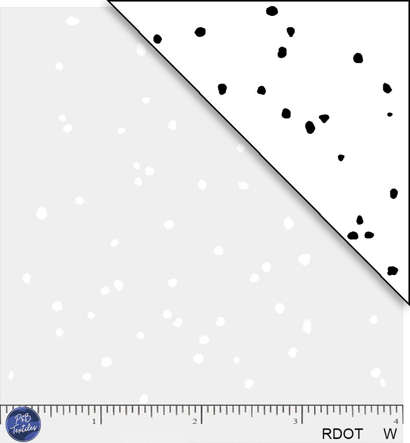 White tonal with dots. Ramblings is a classic P&B Basic featuring