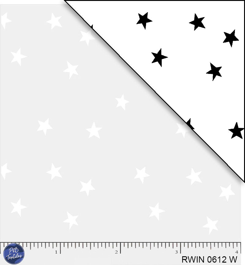 White tonal with scattered stars. Ramblings is a classic P&B Basi