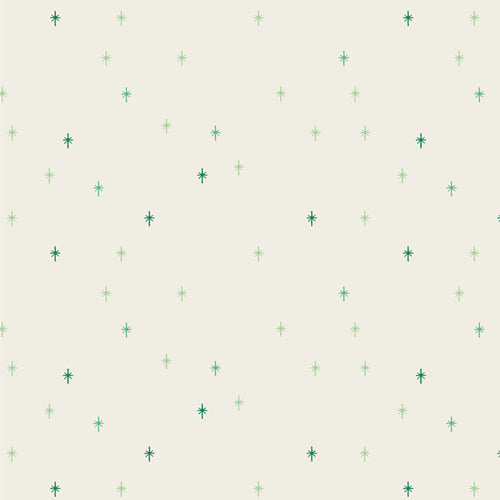 Soft ivory background with green stars. Elevate your creations wi