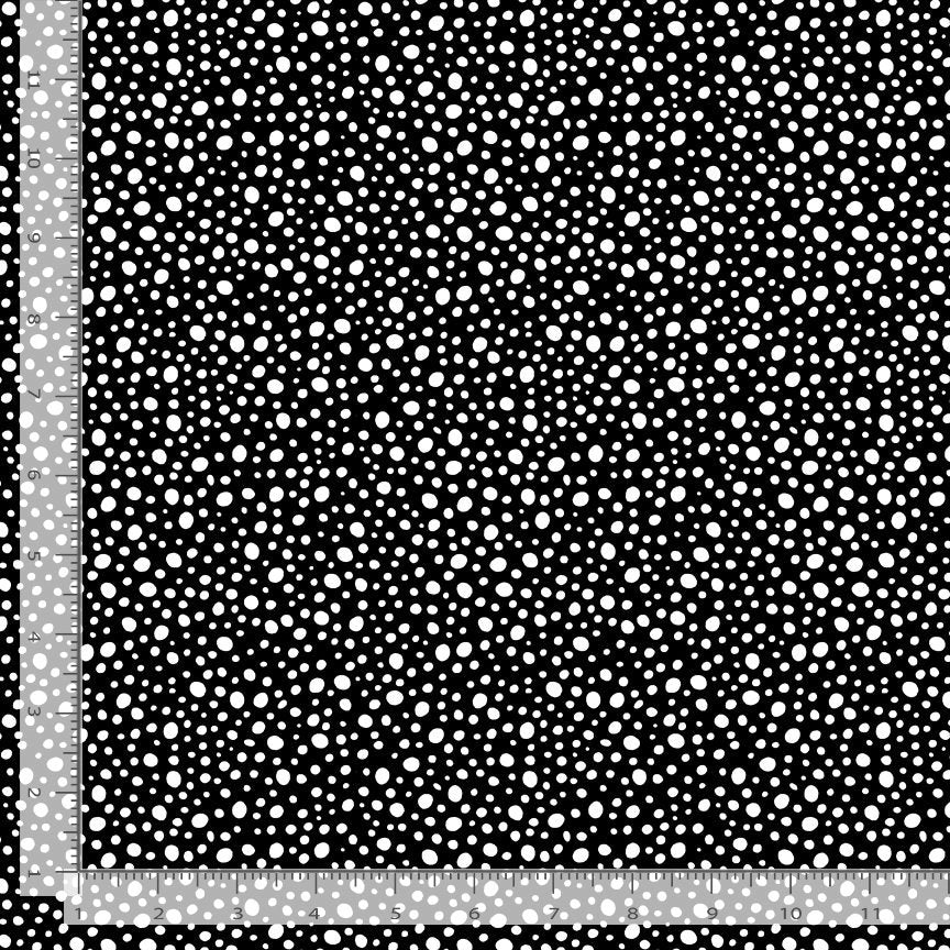 Black with white dots and ovals.