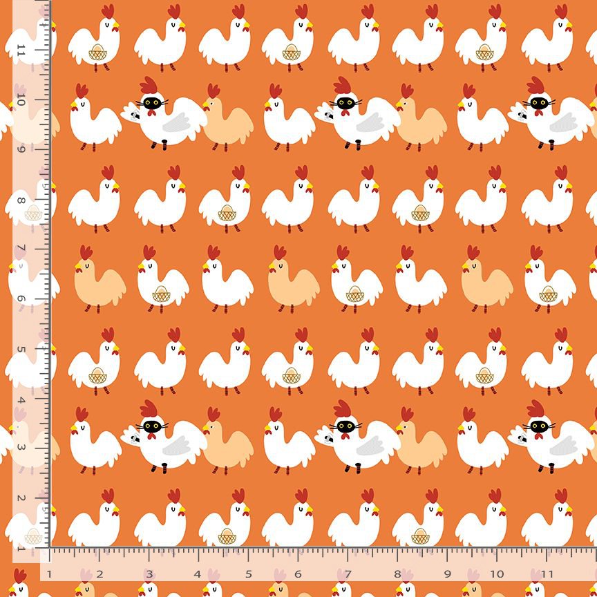 Regular chickens and cats in chicken costumes in rows and rows.