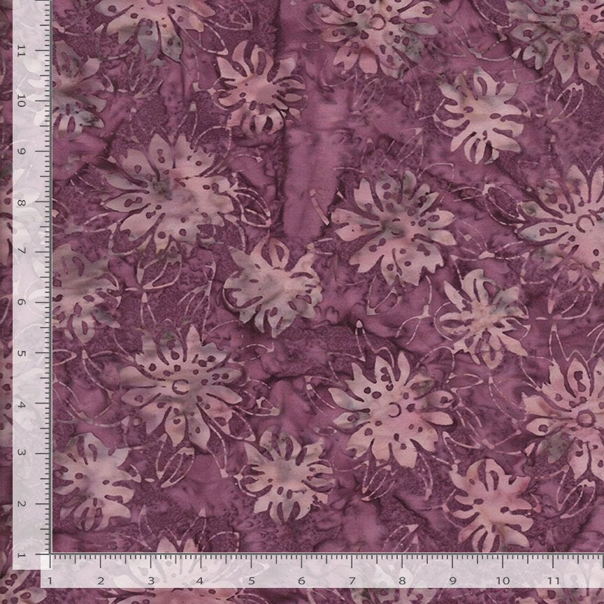 Purple tonal batik with lighter flowers.