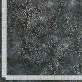 Gray blue background with leaf fans in a lighter tone and patches