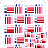 This pattern offers a visually striking flag quilt layout. The pa