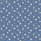 Blue background with scattered golf balls and tees.