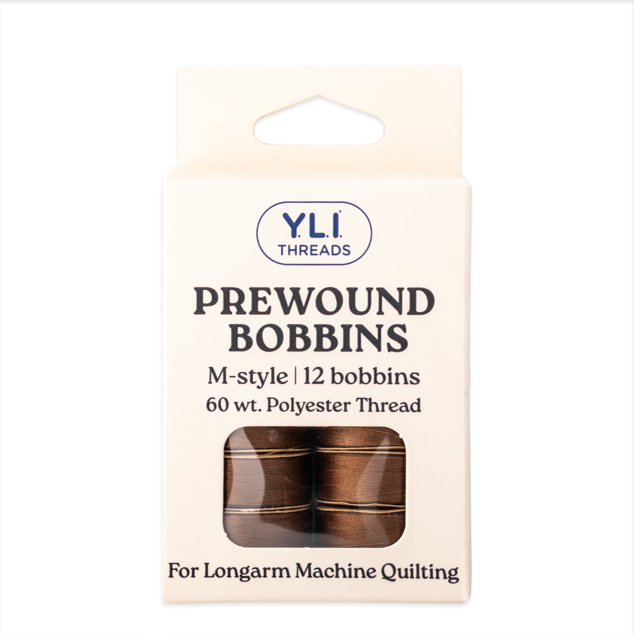 Brown M-style prewound bobbins for longarm quilting