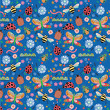 Hey Love Bug is a whimsical collection by McKenzie Elston for Poppie Cotton made up of beetles, bees, butterflies, caterpillars, and ladybugs. The color palette combines red, pink, yellow and blues on a soft white. This would be perfect for quilts, dresses, bedding and so much more.