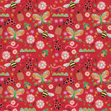 Hey Love Bug is a whimsical collection by McKenzie Elston for Poppie Cotton made up of beetles, bees, butterflies, caterpillars, and ladybugs. The color palette combines red, pink, yellow and blues on a soft white. This would be perfect for quilts, dresses, bedding and so much more.