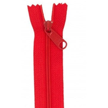 Red 30-inch zipper with double pull tabs and matching red tape