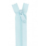 Light blue 24-inch zipper with matching pull tab against white background.
