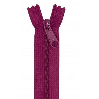 Purple zipper with matching pull tab, 24 inches long, displayed against white background.