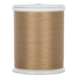 Light brown 50 wt. thread wound on white plastic spool with clear top and bottom caps