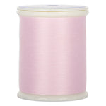 Light pink 50 wt. thread on white plastic spool with clear top and bottom caps