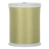 Light green 50 weight Dream Seam thread wound on white plastic spool with clear top and blue accent