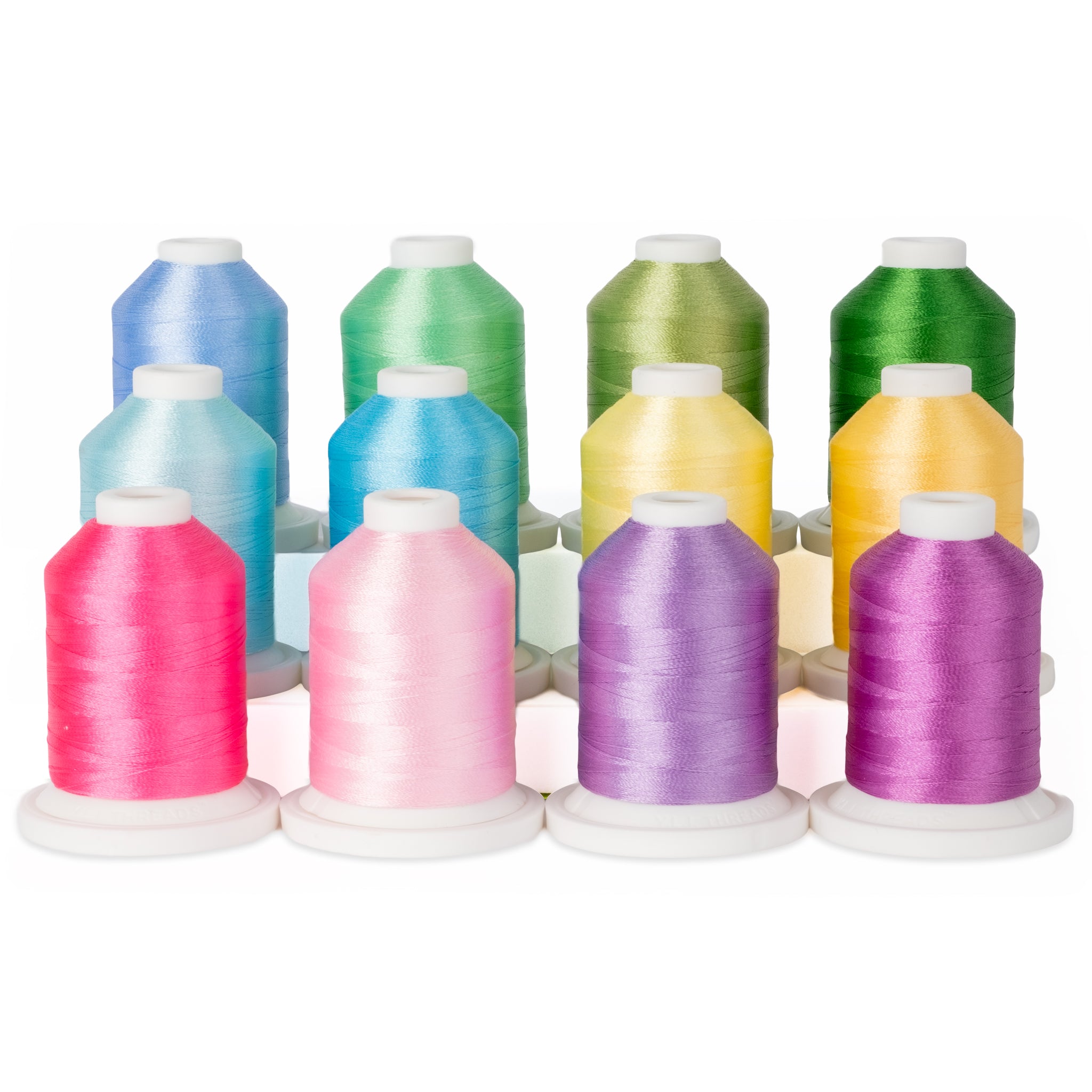 Set of colorful mini cones of Elite trilobal polyester thread Spring