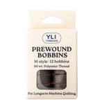 Gray M-style prewound bobbins for longarm quilting