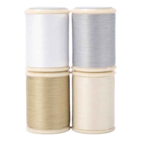 four spools of cotton hand quilting thread in the light neutrals set