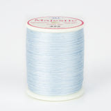 Light blue Majestic thread on white plastic spool with pink and white label showing color number 422