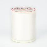 White Majestic thread on plastic spool with pink and white label showing Color No. 445