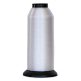 Clear invisible thread on black plastic cone spool with tapered base and cap
