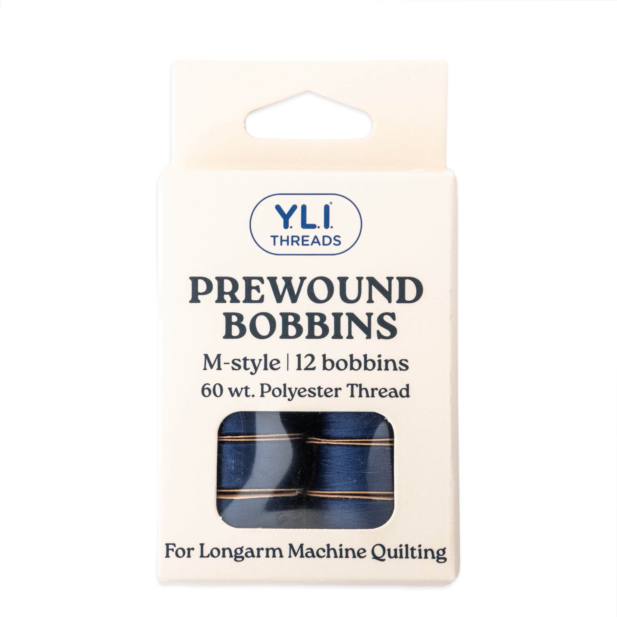 Navy M-style prewound bobbins for longarm quilting