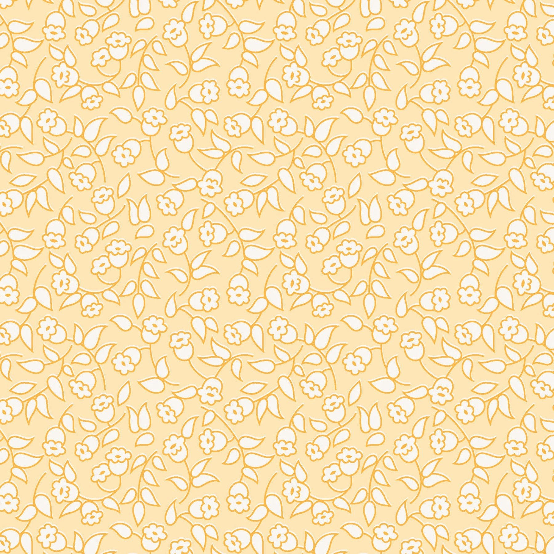 Yellow background with flowering vines. Take a step back in time 