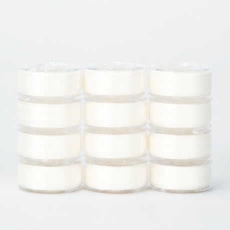 precision polyester thread class 15 prewound bobbins #202 polar bear dozen pack