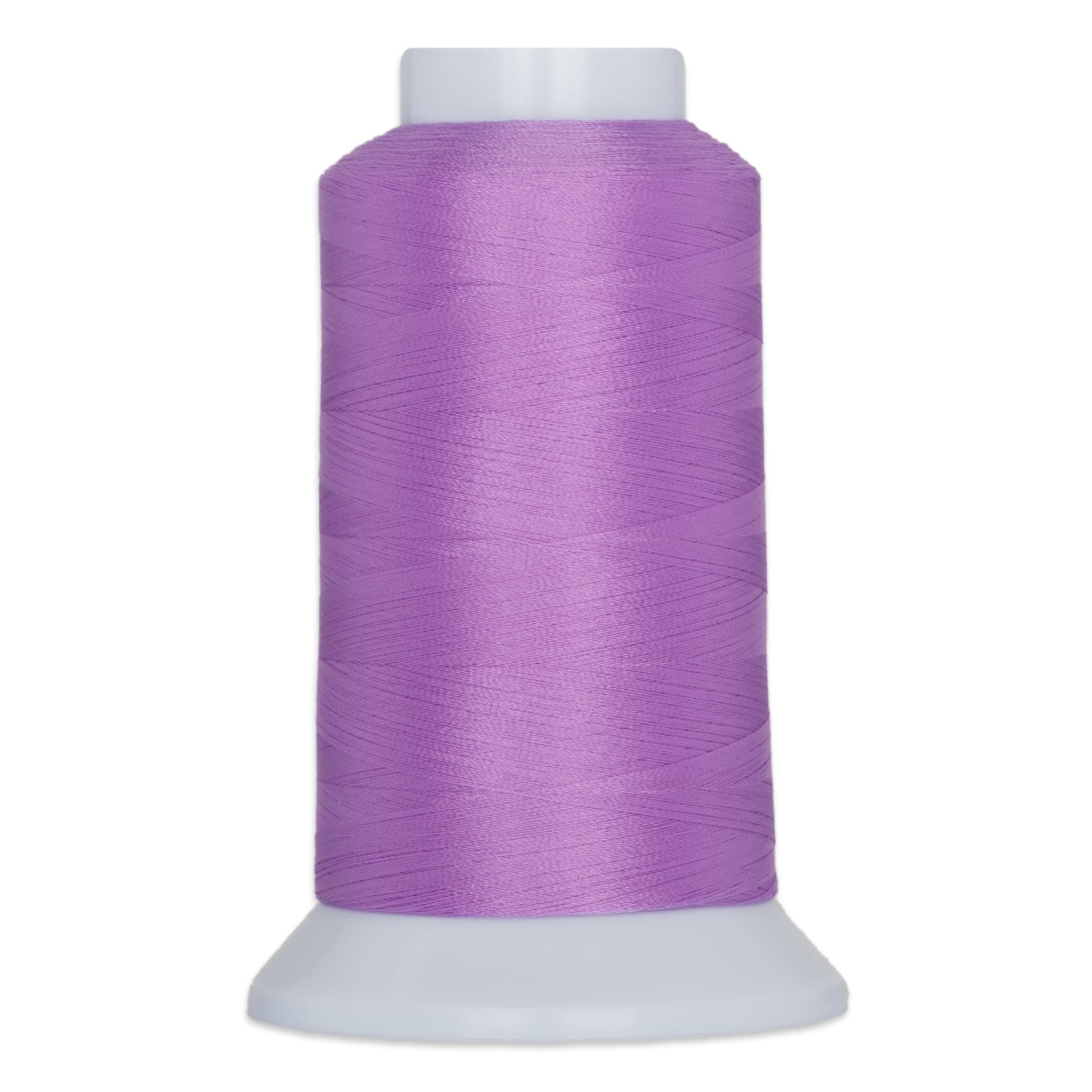 Texas Sage purple thread wound on white plastic cone with gray cap and base