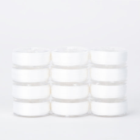 precision polyester thread l style prewound bobbins #201 bright white dozen pack