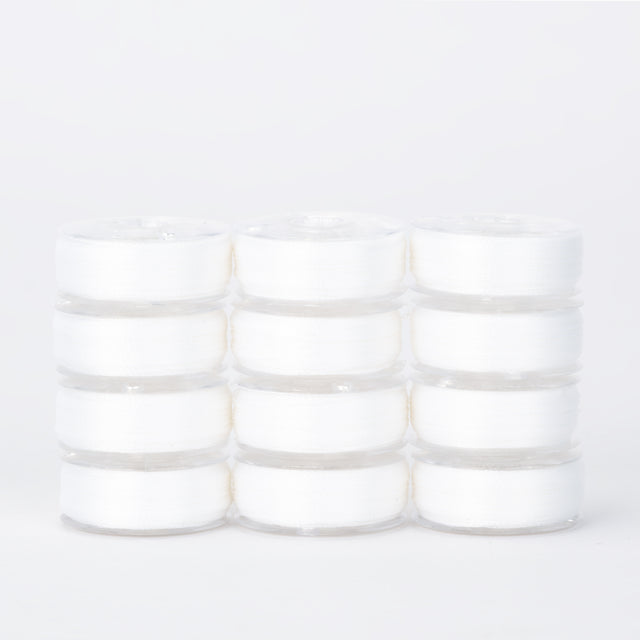 precision polyester thread l style prewound bobbins #201 bright white dozen pack