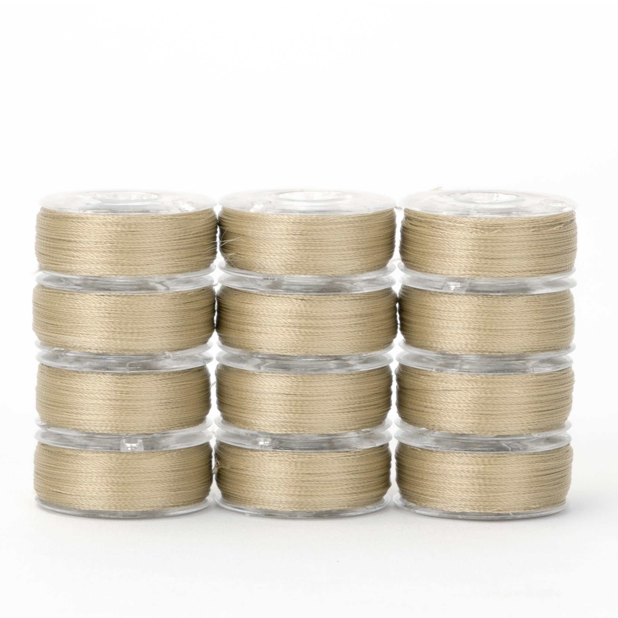 precision polyester thread l style prewound bobbins #210 khaki dozen pack