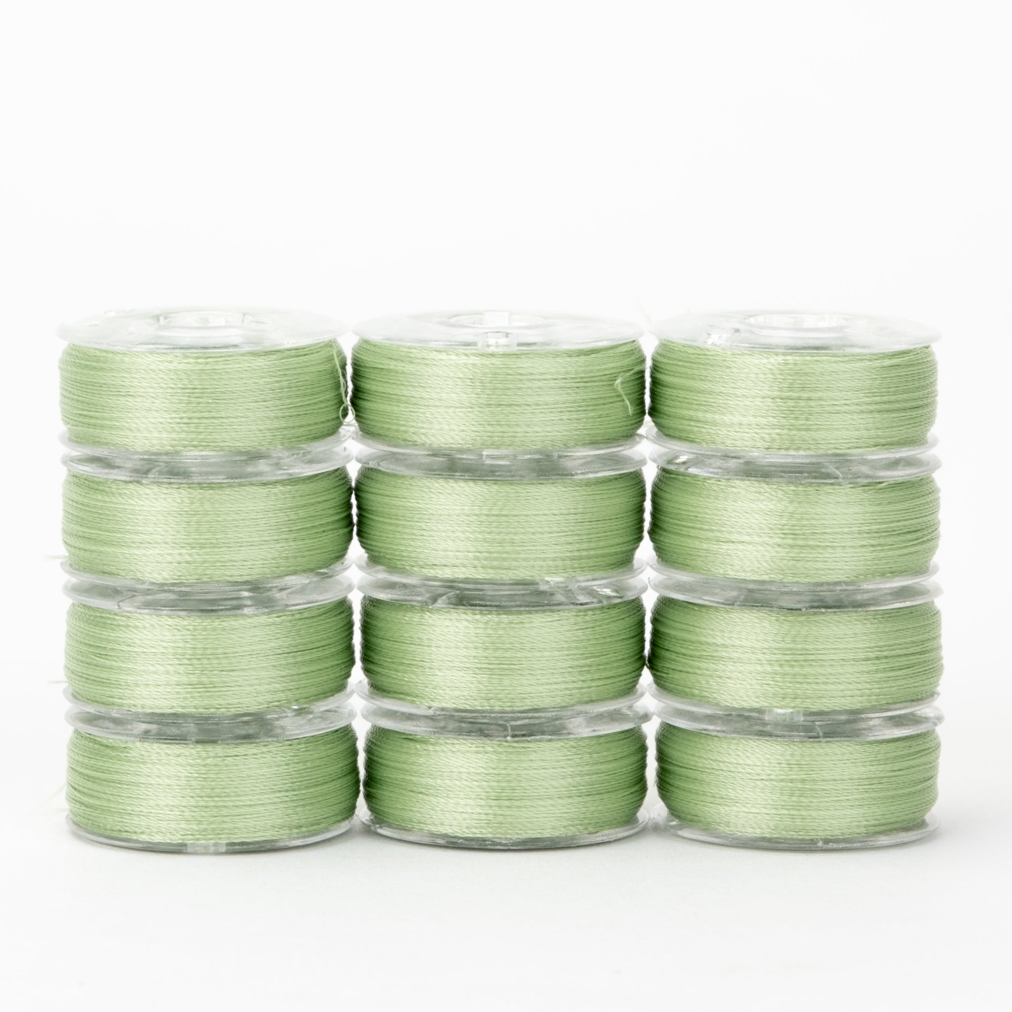 precision polyester thread l style prewound bobbins #219 spearmint green dozen pack