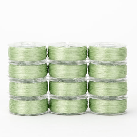 precision polyester thread l style prewound bobbins #219 spearmint green dozen pack
