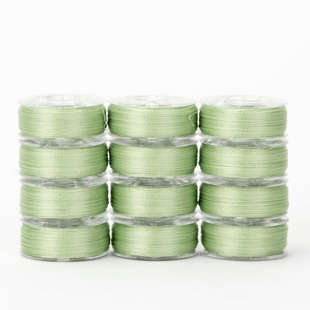 precision polyester thread l style prewound bobbins #219 spearmint green dozen pack