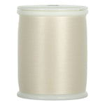 Macadamia colored thread wound on white plastic spool with visible thread texture and clean edges