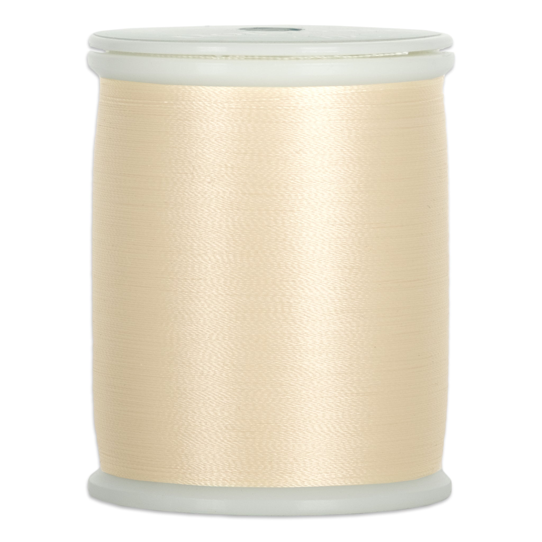 French Vanilla thread wound on white plastic spool with clear top and bottom caps