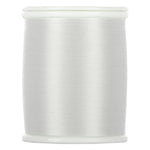 White 60 weight precision thread on plastic spool with clear protective bands at top and bottom
