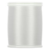 White 60 weight precision thread on plastic spool with clear protective bands at top and bottom