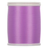 Purple thread wound on white plastic spool with smooth, even texture and slight sheen