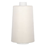 White thread on large white cone spool with plastic top
