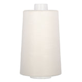 White thread on large white cone spool with plastic top